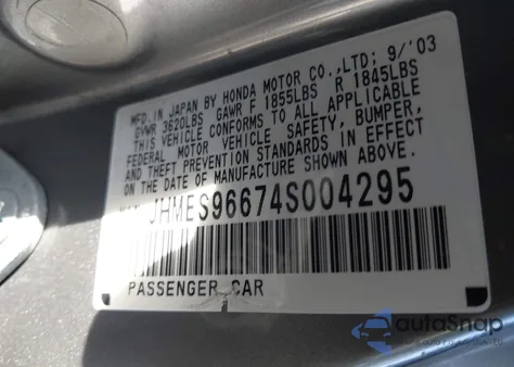 2004 Honda Civic Hybrid z USA, uszkodzony, nr VIN JHMES96674S004295